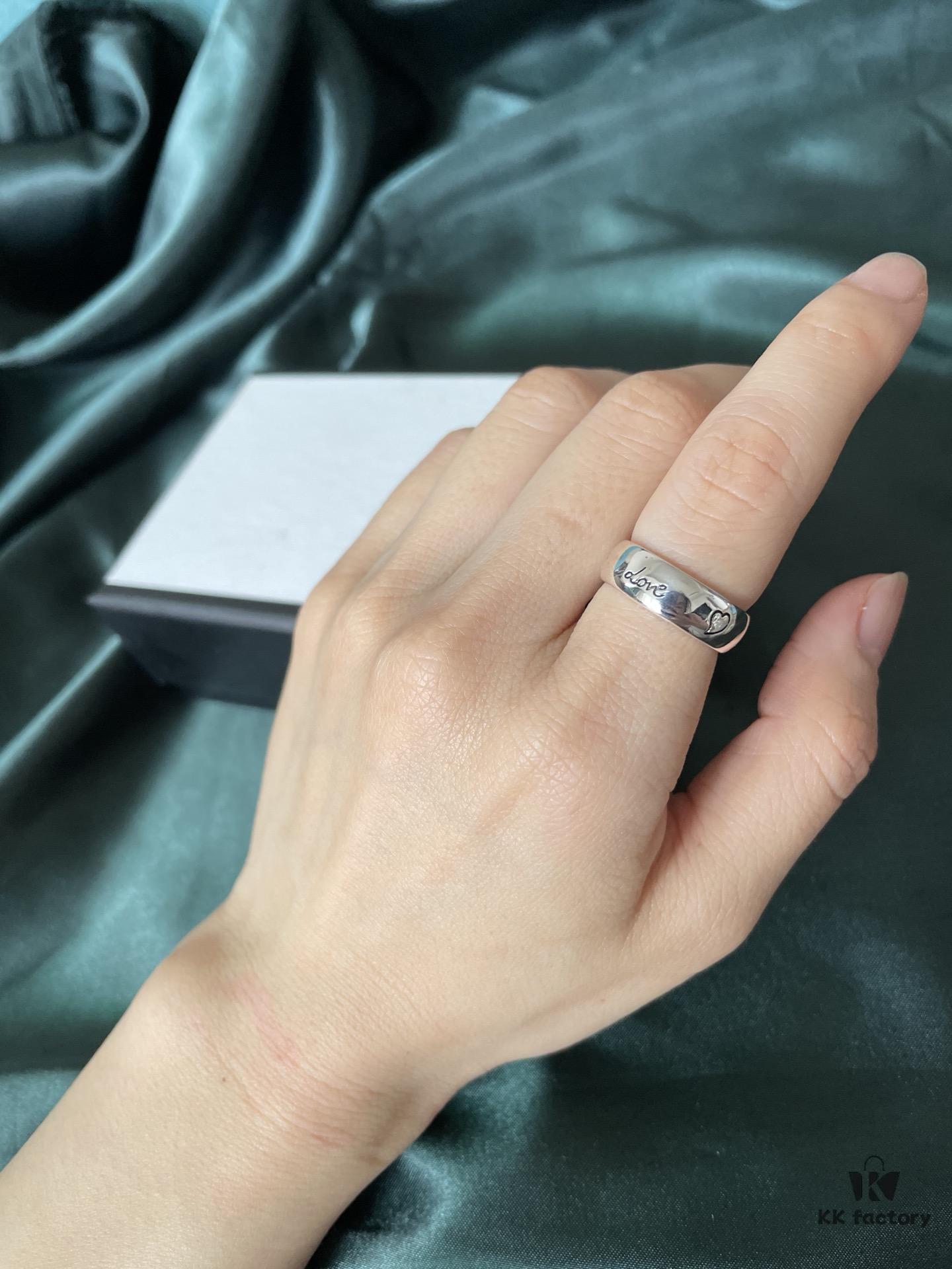 Gucci 925 Sterling Silver Double G Fearless Floral and Bird Couple Ring