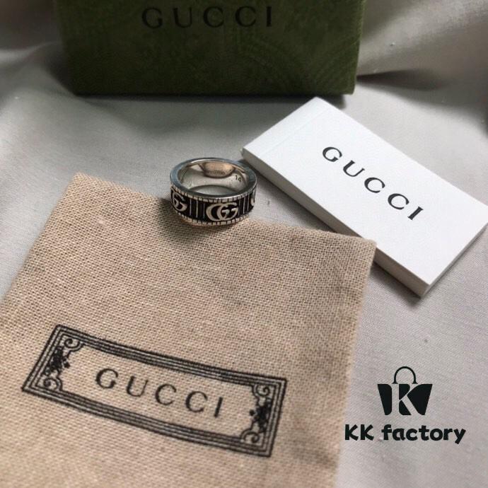 Gucci Gucci 925 Sterling Silver Double G Striped Vintage Ring 5360125