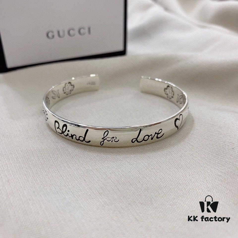 Gucci Super Recommended Hydraulic Mold Fearless Love Birds and Flowers Couple 925 Sterling Silver Bracelet