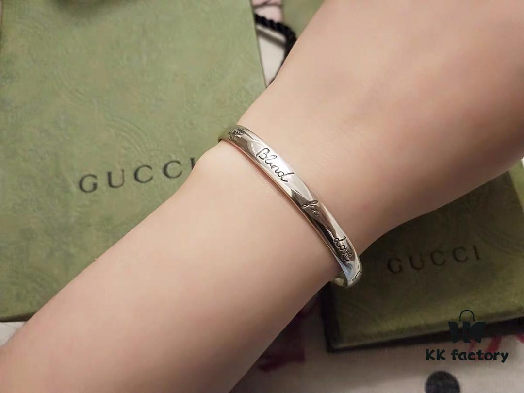 Gucci Super Recommended Hydraulic Mold Fearless Love Birds and Flowers Couple 925 Sterling Silver Bracelet