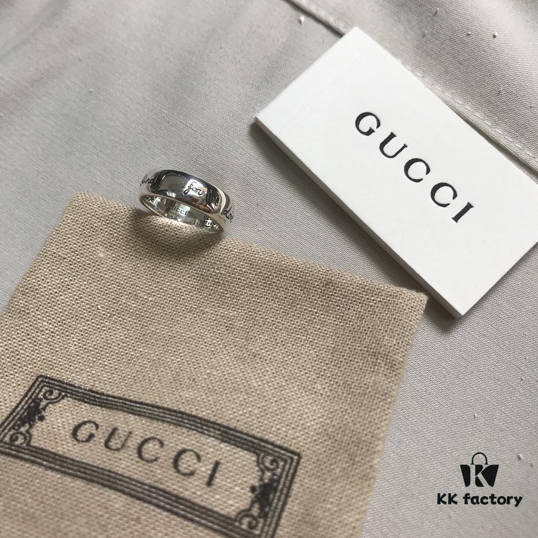 Gucci 925 Sterling Silver Double G Fearless Floral and Bird Couple Ring