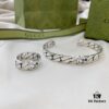 Gucci New Arrival 925 Sterling Silver Interlocking Double Wide Bangle Ring