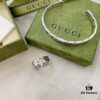 Gucci New Arrival 925 Sterling Silver Interlocking Double Wide Bangle Ring
