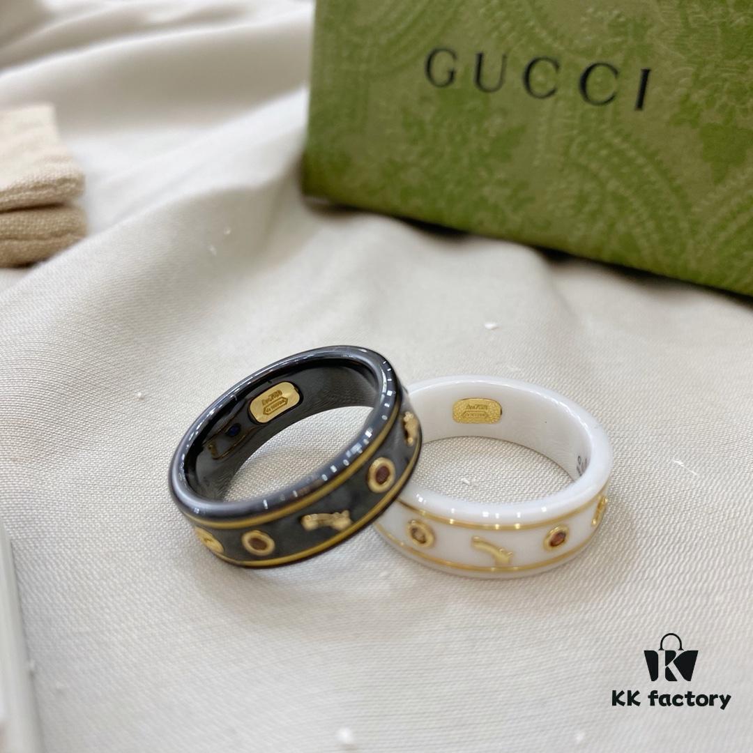 Gucci G Icon Series 18K Gold Interlocking Double G Couple Ring