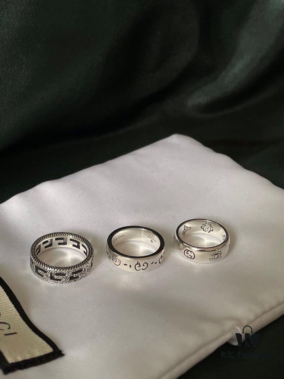 Gucci 925 Sterling Silver Skull Pixie Couple Ring