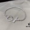 Gucci 925 Sterling Silver Beaded Engraved Bracelet