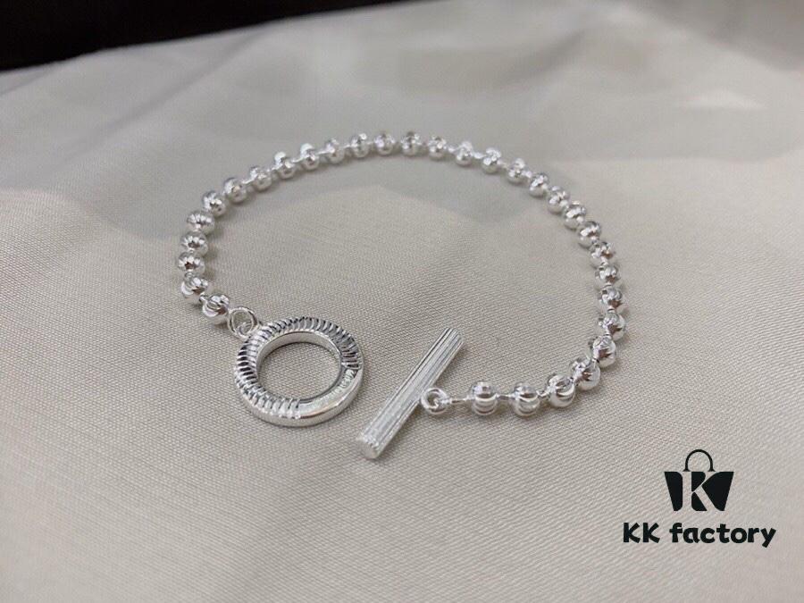 Gucci 925 Sterling Silver Beaded Engraved Bracelet