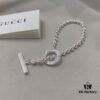 Gucci 925 Sterling Silver Beaded Engraved Bracelet