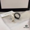 Gucci 925 Sterling Silver Double G Logo Black and White Ceramic Couple Ring