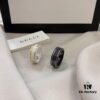 Gucci 925 Sterling Silver Double G Logo Black and White Ceramic Couple Ring