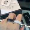 Gucci 925 Sterling Silver Double G Logo Black and White Ceramic Couple Ring