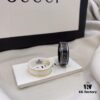 Gucci 925 Sterling Silver Double G Logo Black and White Ceramic Couple Ring
