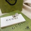 Gucci Logo 925 Sterling Silver Heart Stud Earrings