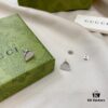 Gucci Logo 925 Sterling Silver Heart Stud Earrings