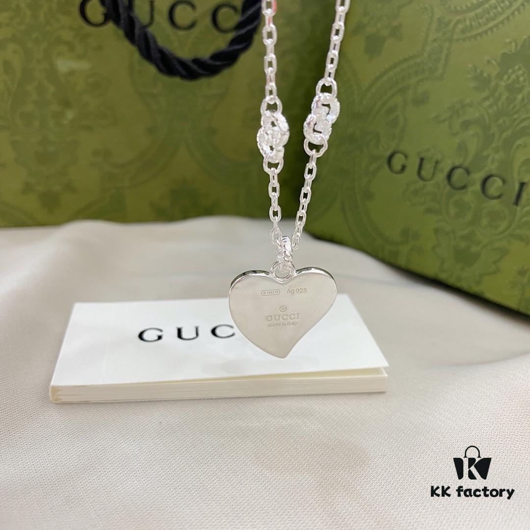 Gucci Gucci 925 Sterling Silver Interlocking Double G Red Enamel Heart Bracelet