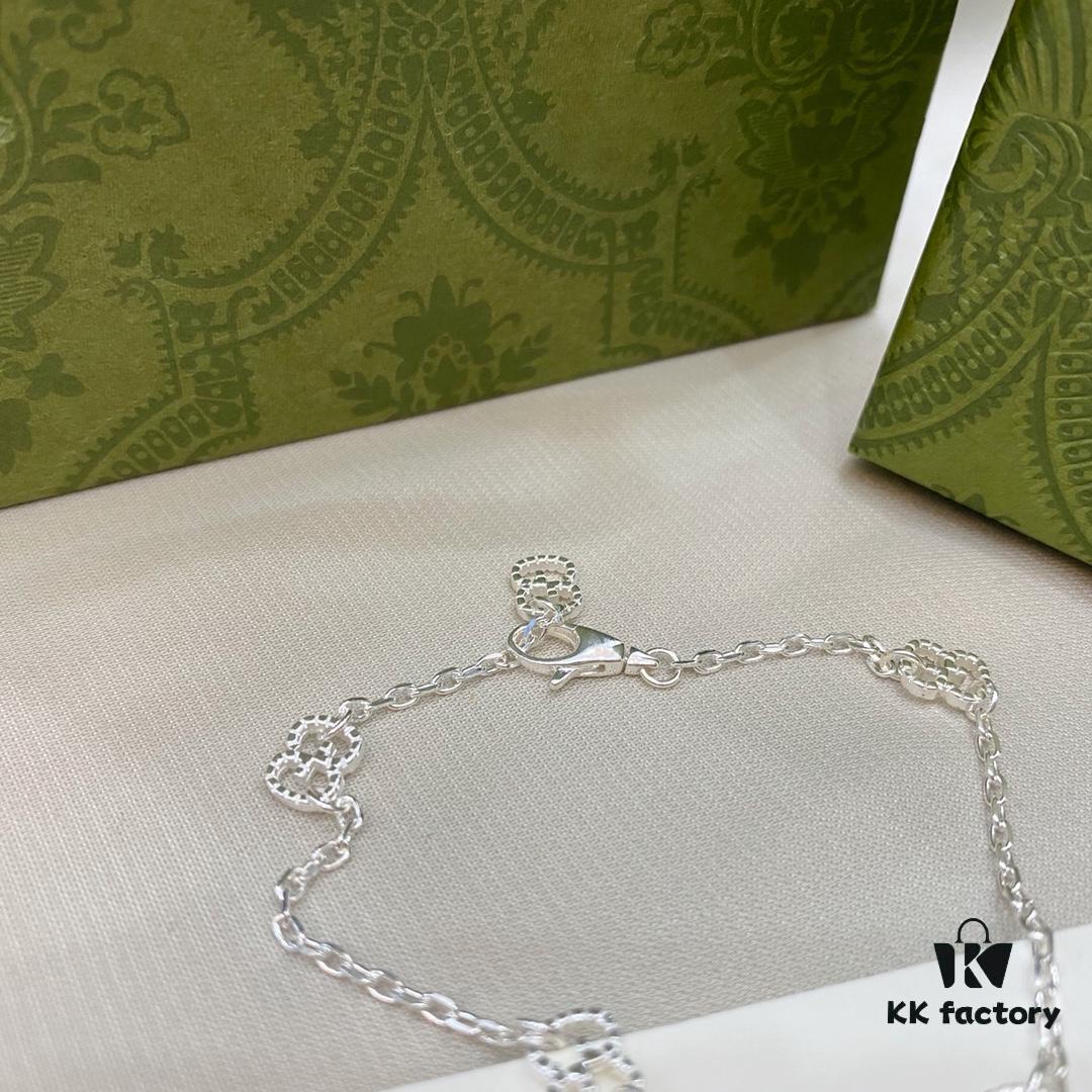 Gucci Gucci 925 Sterling Silver Interlocking Double G Red Enamel Heart Bracelet