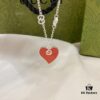 Gucci Gucci 925 Sterling Silver Interlocking Double G Red Enamel Heart Bracelet