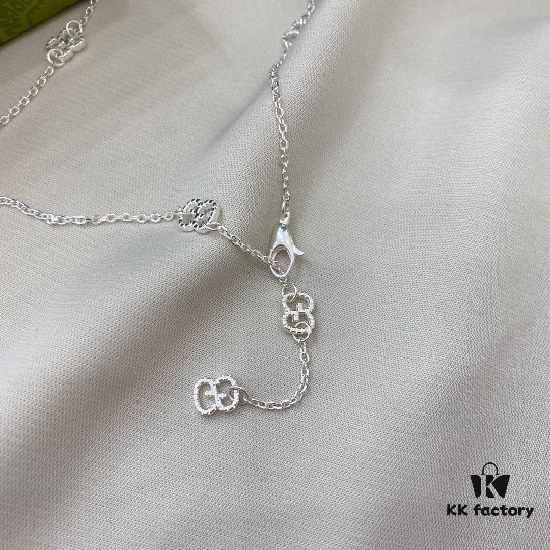 Gucci Gucci 925 Sterling Silver Interlocking Double G Red Enamel Heart Pendant Necklace