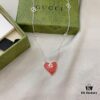 Gucci Gucci 925 Sterling Silver Interlocking Double G Red Enamel Heart Pendant Necklace
