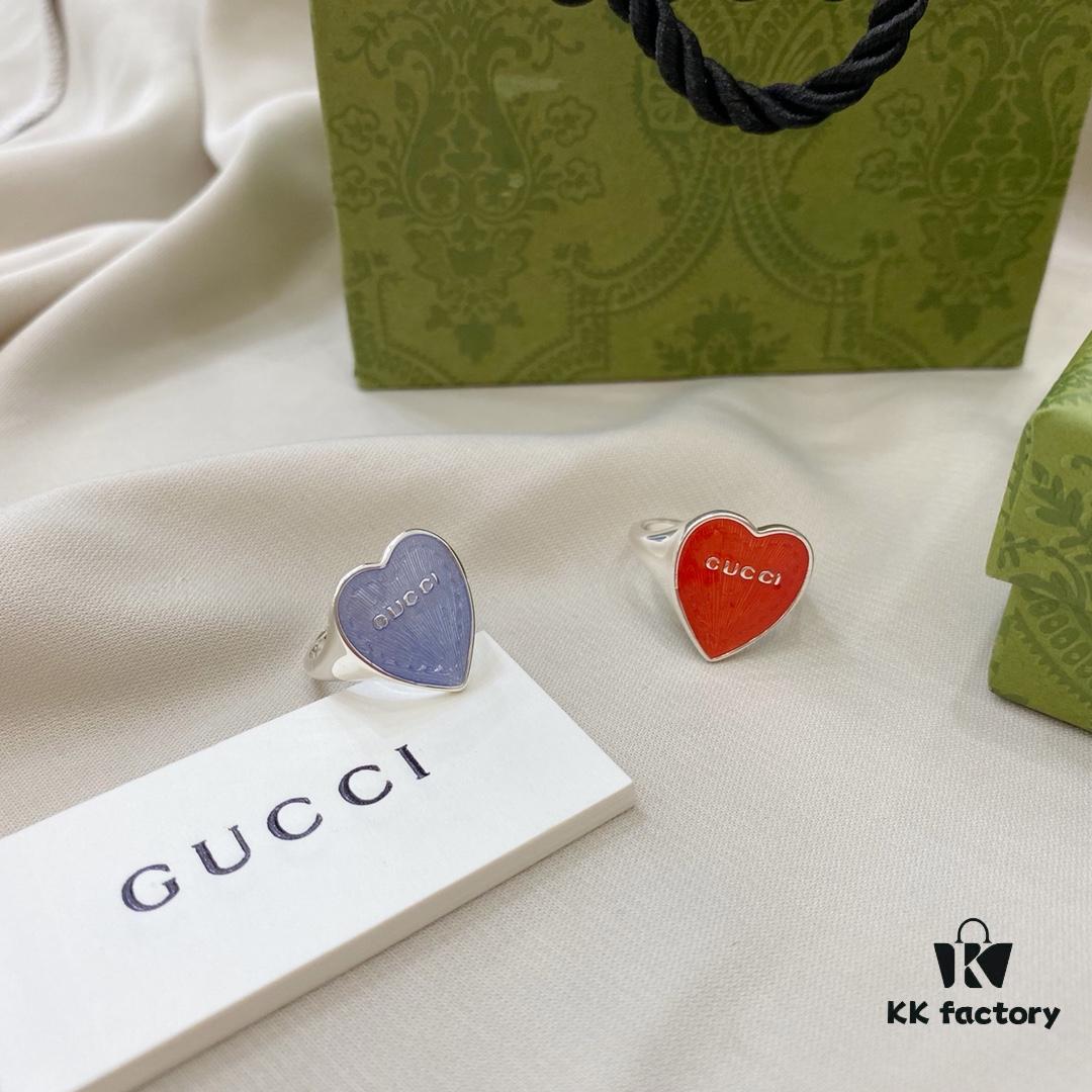 Gucci Gucci 925 Sterling Silver Enamel Heart Ring