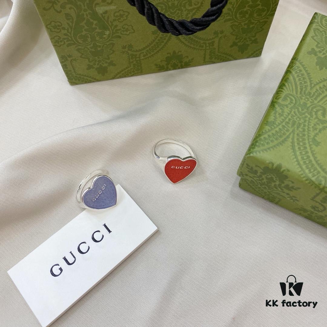 Gucci Gucci 925 Sterling Silver Enamel Heart Ring