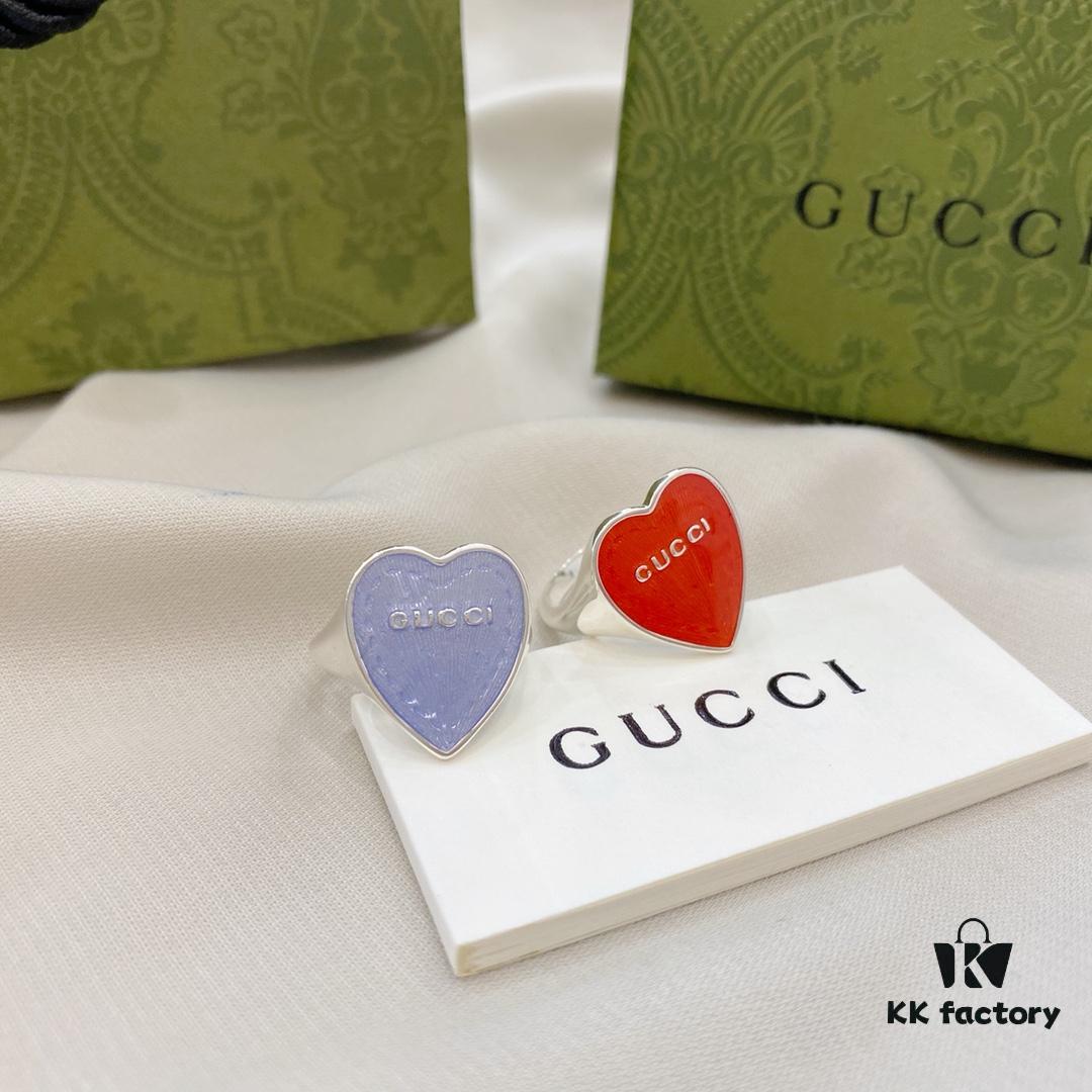Gucci Gucci 925 Sterling Silver Enamel Heart Ring