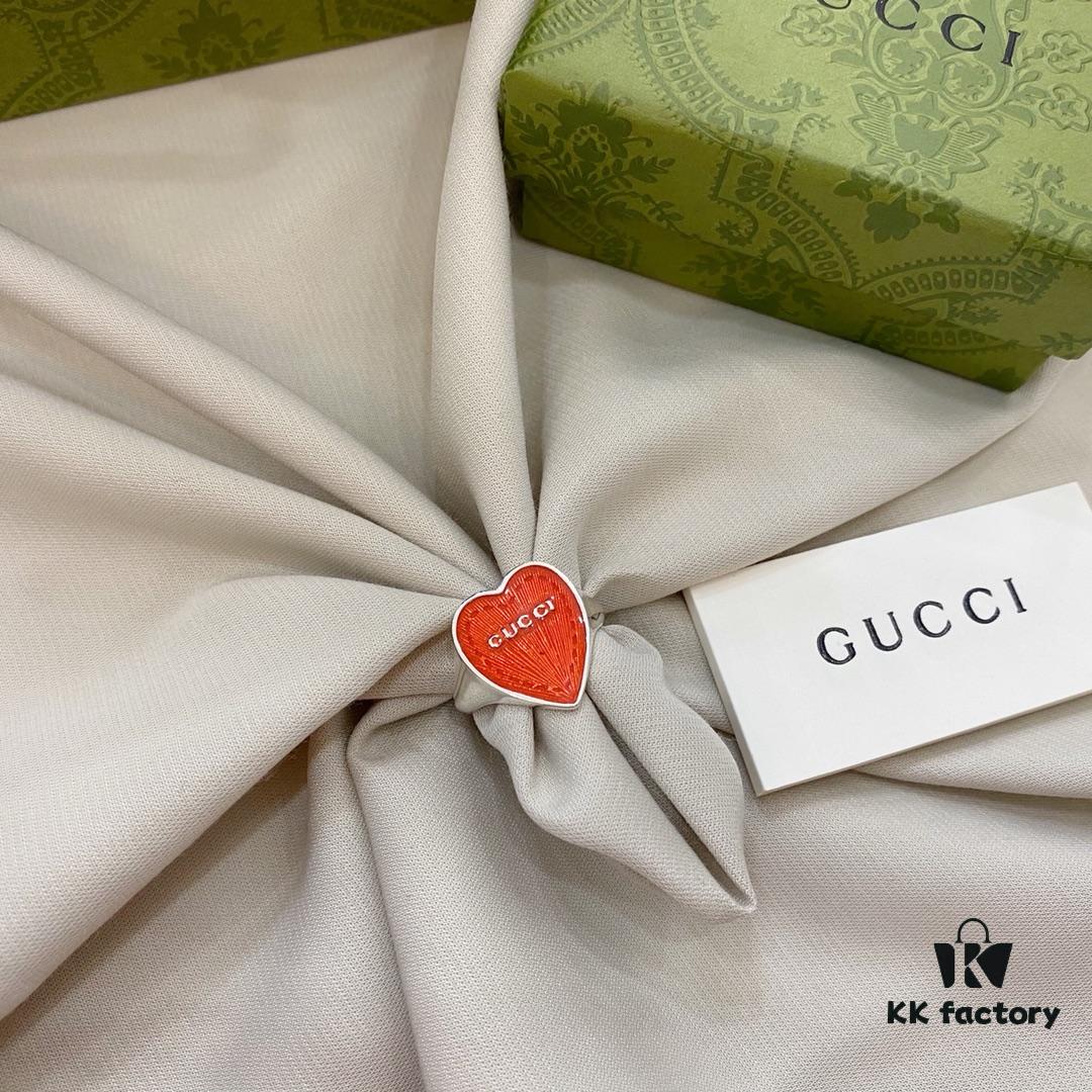 Gucci Gucci 925 Sterling Silver Enamel Heart Ring