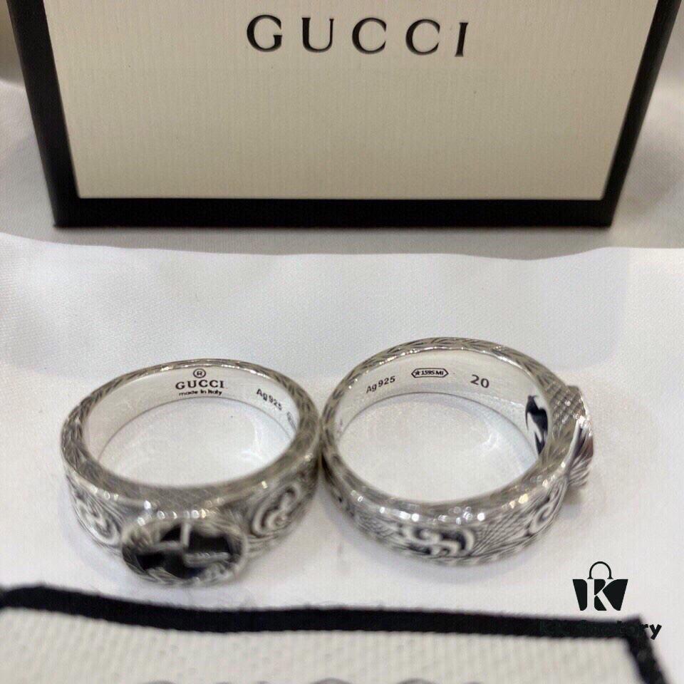 Gucci Gucci 925 Sterling Silver Vintage GG Ivy Motif Ring