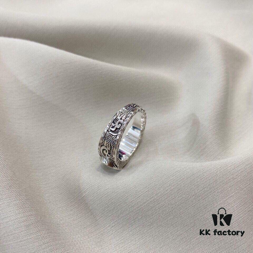 Gucci Gucci 925 Sterling Silver Vintage GG Ivy Motif Ring