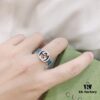 Gucci Gucci 925 Sterling Silver Interlocking Double G Enamel Ring