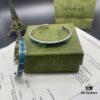 Gucci Gucci 925 Sterling Silver Double G Interlocking Green Enamel Bracelet