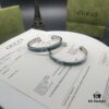 Gucci Gucci 925 Sterling Silver Double G Interlocking Green Enamel Bracelet