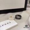 Gucci 925 Sterling Silver Double G Logo Black and White Ceramic Couple Ring