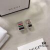 Gucci 925 Sterling Silver Red and Green Diamond Checkered Pattern Couple Ring