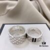 Gucci 925 Sterling Silver Black Diamond Quilted Couple's Ring