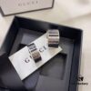 Gucci 925 Sterling Silver Black Diamond Quilted Couple's Ring