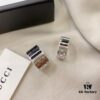 Gucci 925 Sterling Silver Black Diamond Quilted Couple's Ring