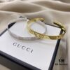 Gucci 925 Sterling Silver Double G Bracelet in White and Yellow Gold Tone
