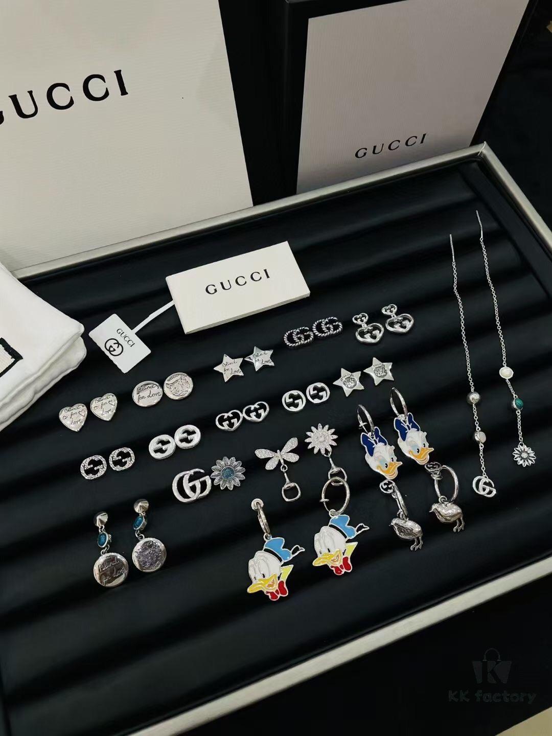 Gucci 925 Sterling Silver Stud Earrings Collection