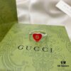Gucci Gucci 925 Sterling Silver Double G Enamel Red Heart Ring
