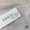 Gucci Gucci 925 Sterling Silver Double G Enamel Red Heart Stud Earrings