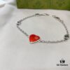 Gucci Gucci 925 Sterling Silver Interlocking Double G Enamel Red Bracelet