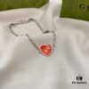 Gucci Gucci 925 Sterling Silver Interlocking Double G Enamel Red Bracelet