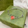 Gucci Gucci 925 Sterling Silver Interlocking Double G Enamel Red Bracelet