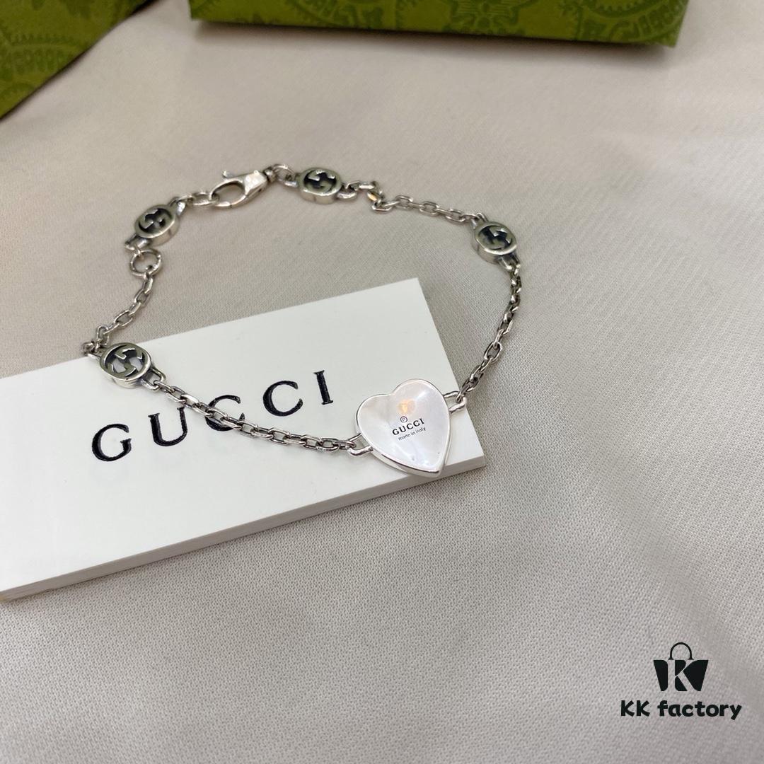 Gucci Gucci 925 Sterling Silver Interlocking Double G Enamel Red Bracelet