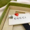 Gucci Gucci 925 Sterling Silver Double G Enamel Red Heart Stud Earrings