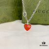 Gucci Gucci 925 Sterling Silver Interlocking Double G Enamel Red Heart Pendant Necklace