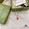 Gucci Gucci 925 Sterling Silver Interlocking Double G Enamel Red Heart Pendant Necklace