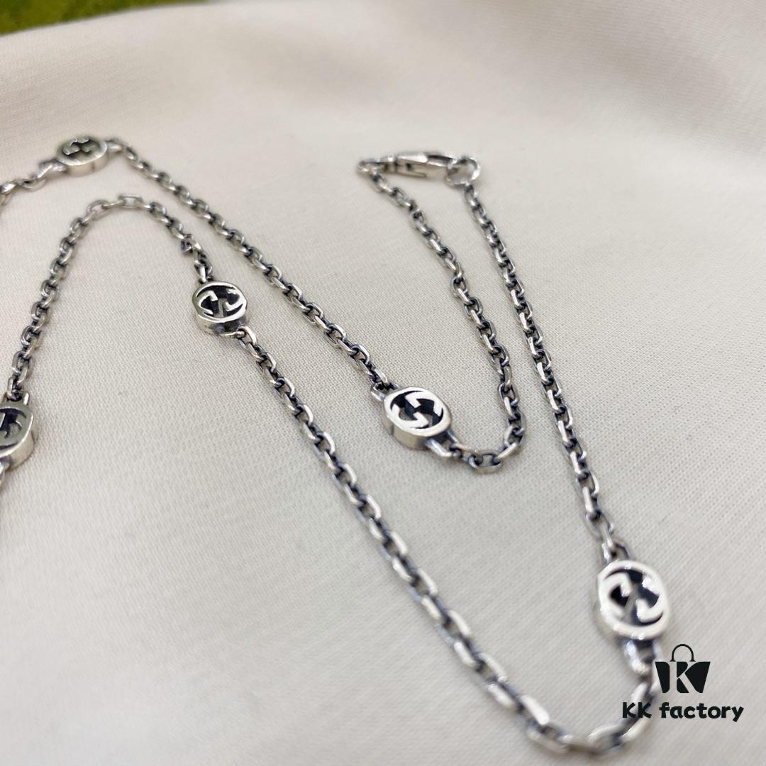 Gucci Gucci 925 Sterling Silver Interlocking Double G Enamel Red Heart Pendant Necklace