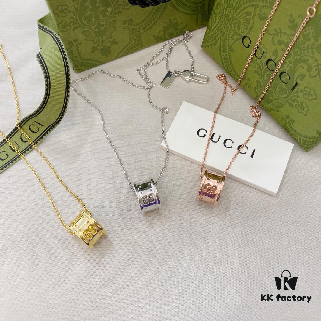 Gucci Gucci 925 Sterling Silver Double G Openwork Hourglass Necklace